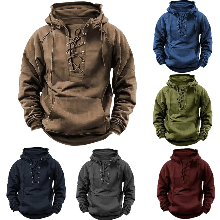 Murray™ – Retro Outdoor Hooded Sweatshirt with Laces, Designed for Autumn and Winter